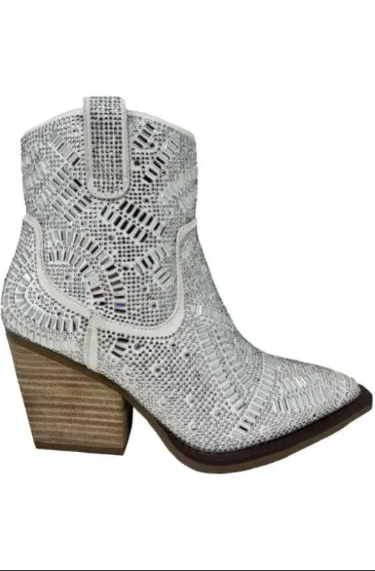 Rhinestone Western Boots Noire