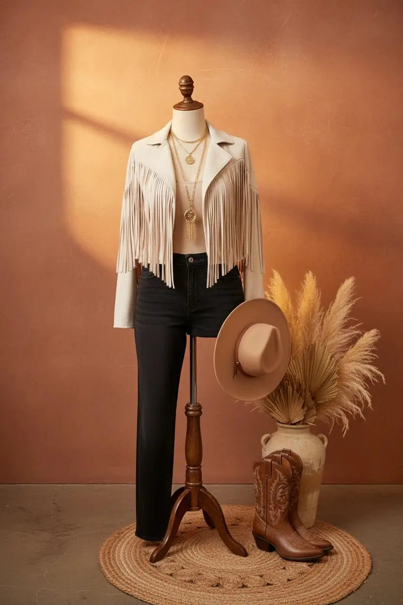 The Desert Muse Fringe Jacket Noire West